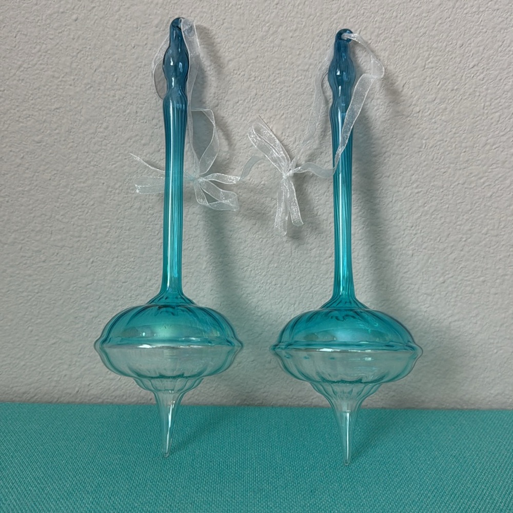2 Turquoise Top Ornaments